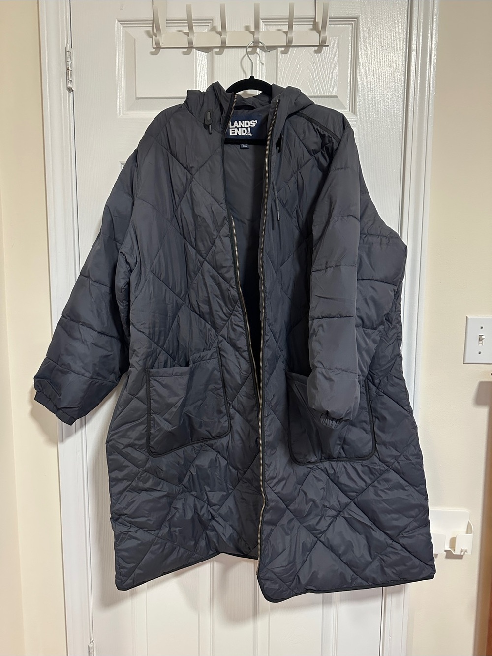 Lands’ End Women's Plus Size FeatherFree Insulated Diamond Quilted Maxi Coat